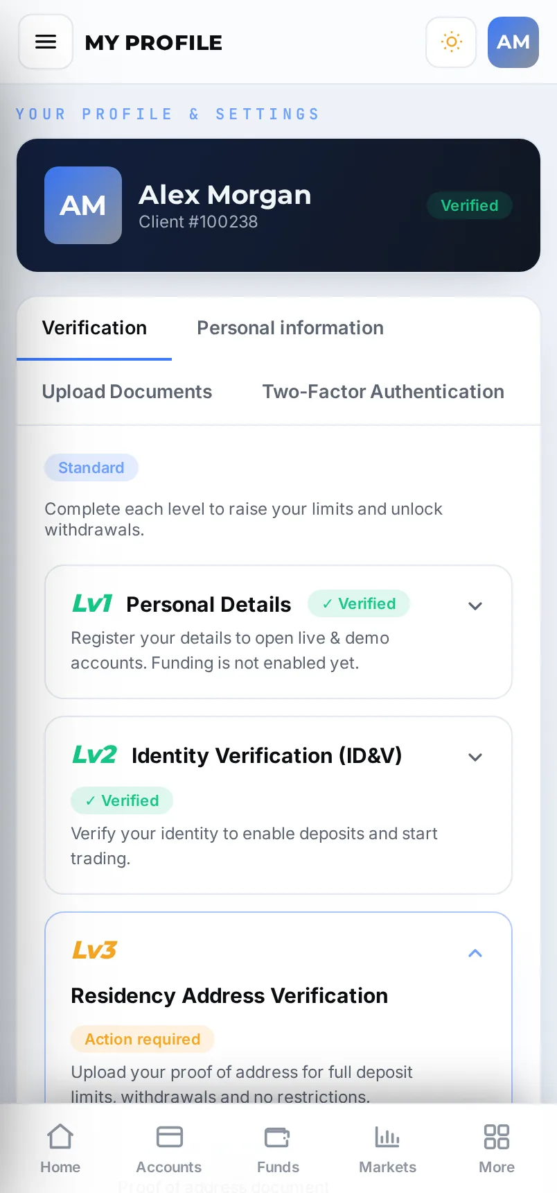 Open Profile → Verification